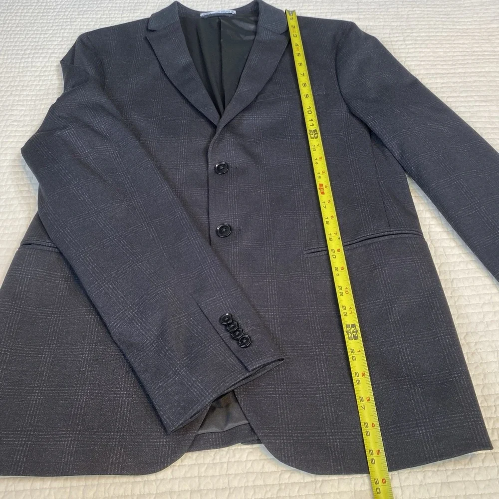 Zara Mens Gray Plaid Check Sport Coat Suit Blazer Jacket Size 40 Two Button